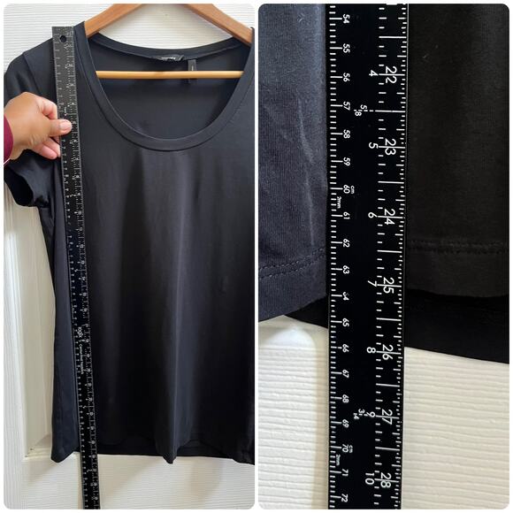 Theory Juin 2 Black Scoop Neck Short Sleeve Tee Top Size Large Fitted - Picture 6 of 9